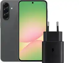 Coolblue Samsung Galaxy A56 128GB Zwart 5G + Samsung Oplader 25 Watt Zwart aanbieding