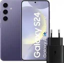 Coolblue Samsung Galaxy S24 256GB Paars 5G + Samsung Snellader 25 Watt aanbieding