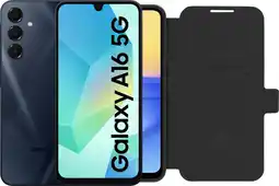 Coolblue Samsung Galaxy A16 128GB Donkerblauw 5G + BlueBuilt Book Case Zwart aanbieding