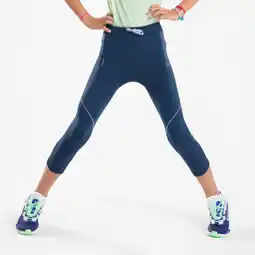 Decathlon Hardlooptight voor meisjes Comfort 500 driekwart lengte marineblauw aanbieding