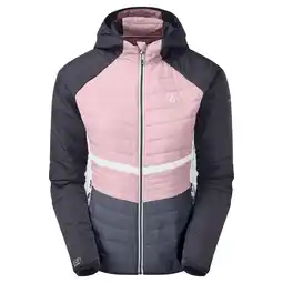 Decathlon Dames Surmount gewatteerde jas met kap (Poederroze/Zwart) aanbieding