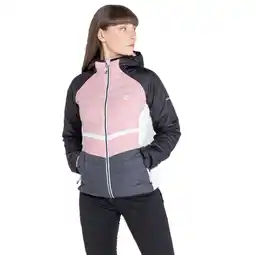 Decathlon Dames Surmount gewatteerde jas met kap (Poederroze/Zwart) aanbieding