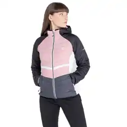 Decathlon Dames Surmount gewatteerde jas met kap (Poederroze/Zwart) aanbieding