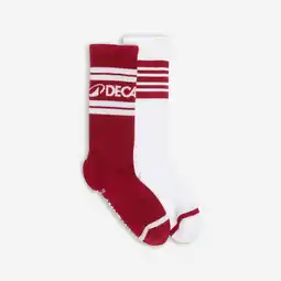 Decathlon Halfhoge sokken rood/wit set van 2 paar aanbieding