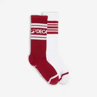 Decathlon Halfhoge sokken rood/wit set van 2 paar aanbieding