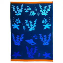 Decathlon XL-strandlaken van velours jacquard blauw 140x180 400g/m² - Algas aanbieding