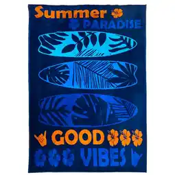 Decathlon XL-strandlaken van velours jacquard blauw 140x180 400g/m² - Fairyland aanbieding
