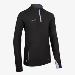 Decathlon Voetbalsweater met halve rits voor kinderen VIRALTO zwart en blauwpaars aanbieding