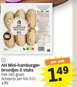 Albert Heijn AH Mini-hamburgerbroodjes 8 stuks aanbieding