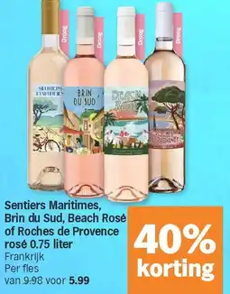 Albert Heijn Sentiers Maritimes, Brin du Sud, Beach Rosé of Roches de Provence rosé 0.75 liter aanbieding