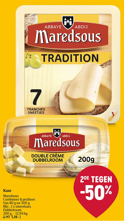 Delhaize Maredsous kaas aanbieding