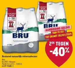 Delhaize Bru Bruisend natuurlijk mineraalwater aanbieding