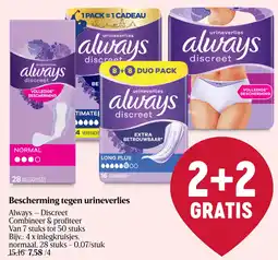 Delhaize Always - Discreet Bescherming tegen urineverlies aanbieding