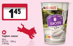 Delhaize Yoghurt, natuur Skyr 0% VG aanbieding