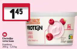 Delhaize Eiwitrijke verse kaas framboos aanbieding