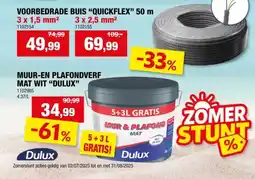 Hubo Dulux muur- en plafondverf mat 8l wit aanbieding