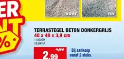 Hubo Hubo terrastegel 40x40x3,9 cm gecoat donker grijs aanbieding