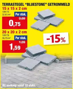 Hubo Bluestone terrastegel 15x15x2 cm 0,02m² getrommeld blauwe hardsteen aanbieding