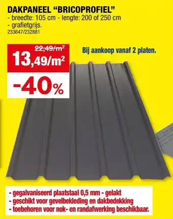 Hubo Bricoprofiel dakplaat 200x105 cm 0,5mm grafiet aanbieding
