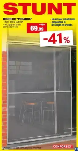 Hubo Confortex Veranda vliegendeur 150x220 cm grijs aanbieding