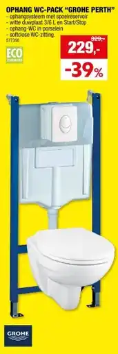 Hubo GROHE ophang WC-pack met duwplaat aanbieding