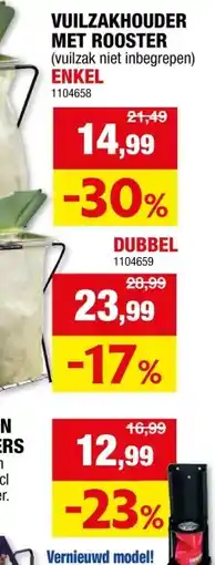 Hubo Practo Home vuilniszakhouder enkel + rooster aanbieding