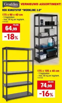 Hubo Grosfillex Workline 3.0 opbergrek 175x90x40 cm kunststof aanbieding
