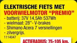 Hubo Eterra Premio elektrische fiets voorwielmotor zilver aanbieding