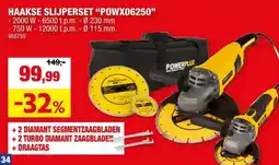 Hubo Powerplus POWX06250 haakse slijper 2000W 230mm + 750W 115mm aanbieding