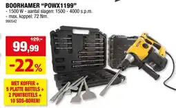 Hubo Powerplus POWX1199 boorhamer 1500W + 17 accessoires aanbieding