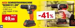 Hubo Black+Decker BCD001C1-QW accu schroefboormachine 18V Li-Ion + lader aanbieding