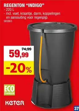 Hubo Keter Indigo regenton 220l grafiet aanbieding