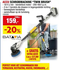 Hubo Batavia Twin Brush accu reinigingsborstel 18V Li-Ion aanbieding