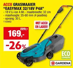 Hubo Gardena EasyMax 32/18V P4A accu grasmaaier 18V Li-Ion 32cm aanbieding
