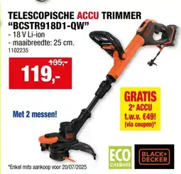 Hubo Black+Decker BCSTR918D1-QW accu trimmer 18V Li-Ion 25cm aanbieding