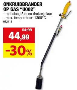 Hubo Practo Tools onkruidbrander op gas + slang 5m aanbieding