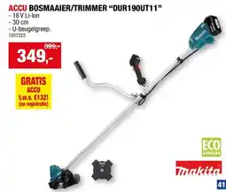 Hubo Makita DUR190UT11 accu bosmaaier/trimmer 18V Li-Ion 23cm + lader aanbieding