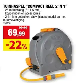 Hubo Hozelock Compact Reel muurhaspel 2-in-1 met tuinslang 25m aanbieding