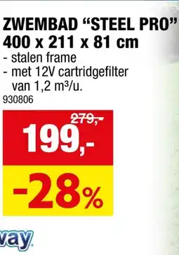 Hubo Bestway Steel Pro zwembad 400x211x81 cm aanbieding