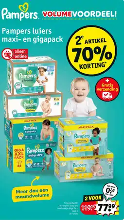 Kruidvat Pampers luiers maxi- en gigapack aanbieding