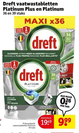 Kruidvat Dreft vaatwastabletten Platinum Plus en Platinum aanbieding