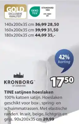 Jysk Tine satijnen hoeslaken aanbieding