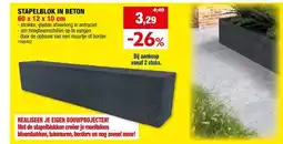 Hubo stapelblok beton 60x12x10 cm antraciet aanbieding
