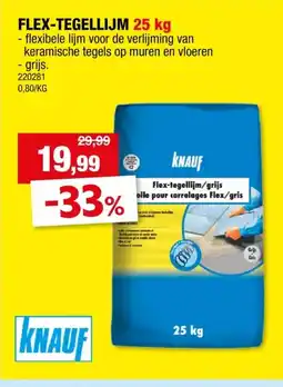 Hubo Knauf Flex tegellijm 25kg grijs aanbieding