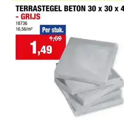 Hubo Terrastegel 30x30x4 cm 0,09m² beton grijs aanbieding