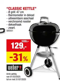 Hubo Weber Classic Kettle kogelbarbecue 47cm aanbieding