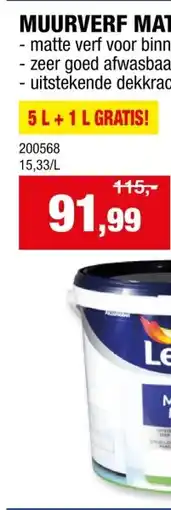 Hubo Levis muurverf mat 6l wit aanbieding