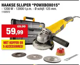 Hubo Powerplus POWXBOX015 haakse slijper 1200W 125mm + 5 accessoires aanbieding