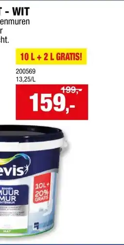 Hubo Levis muurverf mat 12l wit aanbieding