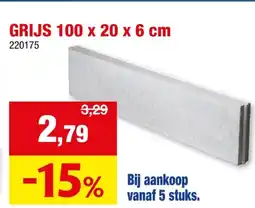 Hubo Boordsteen 100x20x6 cm grijs aanbieding